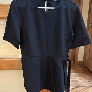 Betabrand Black Short Sleeve Top with Side Tie